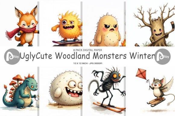 Download UglyCute Winter Sports Digital Paper - Sports digital paper Collection