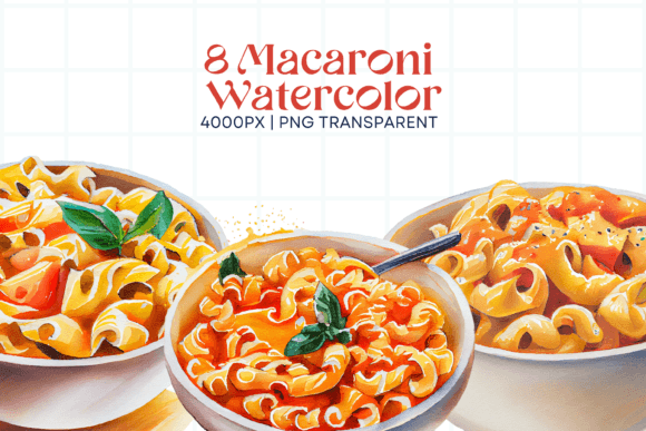 Download Macaroni Watercolor Sublimation Clipart - Macaroni Collection