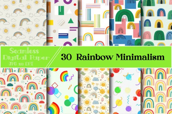 Download Rainbow Minimalism - Seamless Pattern - Rainbow minimalism Collection