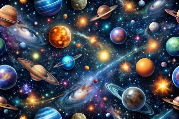 Download Vibrant Outer Space Galaxy Planets. - Vibrant Collection