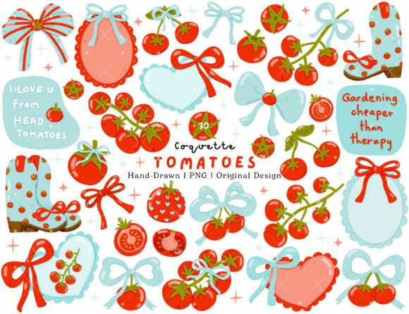Download Coquette Tomato PNG Garden Clipart DTF - Tomato Collection