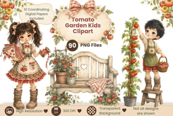 Download Tomato Garden Kids Clipart Bundle - Tomato Collection